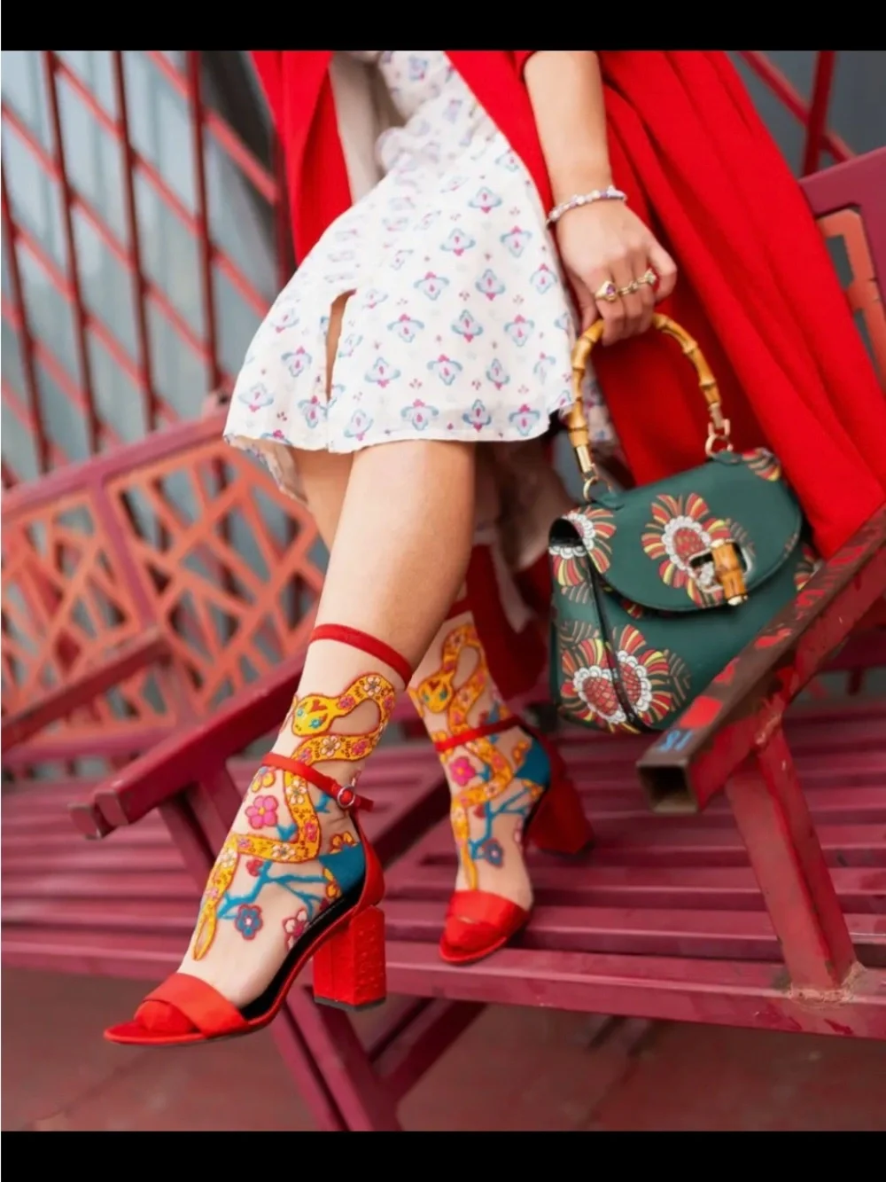Year of the Snake Sheer Crew Sock. Price firm.